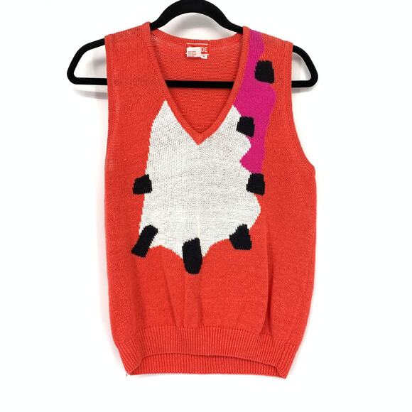 American Vintage Sweaters - Vintage Knit Sweater Vest Sz Small Abstract Graphic Colorblock V Neck Retro